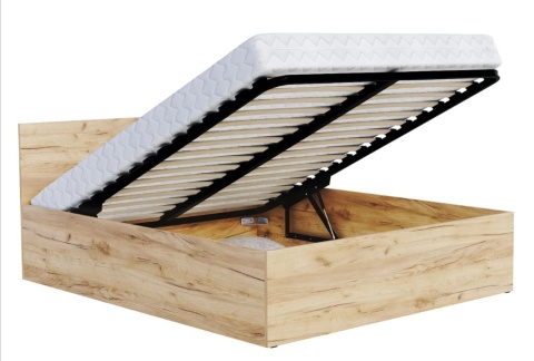 Łóżko SKANDYNAWSKIE z pojemnikiem i stelażem podnoszonym 90x200 PŁYTA Dąb craft