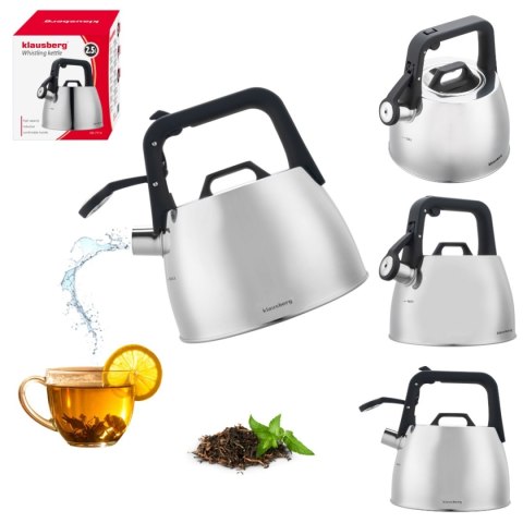 CZAJNIK STALOWY Z GWIZDKIEM 2,5L KLAUSBERG KB-7914