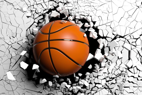 Fototapeta Piłka Koszykowa Niszcząca Mur Flizelina 208x146 FT-3152-VEXL