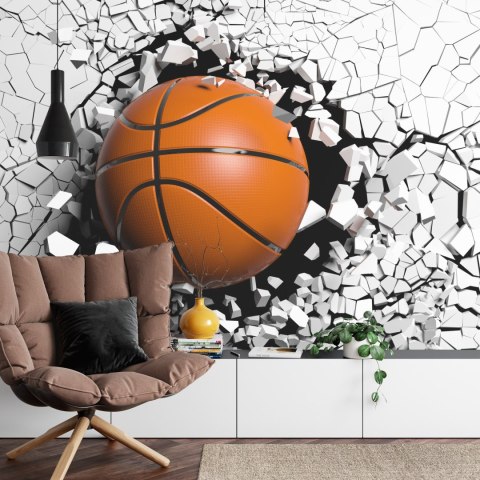 Fototapeta Piłka Koszykowa Niszcząca Mur Vinyl Gładki 152.5x104 FT-3152-VGL