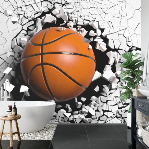 Fototapeta Piłka Koszykowa Niszcząca Mur Vinyl Gładki 152.5x104 FT-3152-VGL