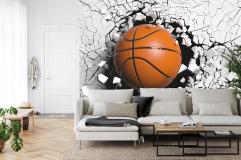 Fototapeta Piłka Koszykowa Niszcząca Mur Vinyl Gładki 152.5x104 FT-3152-VGL