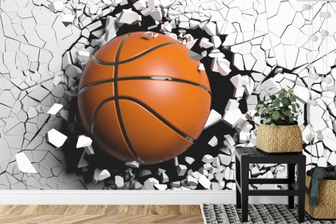 Fototapeta Piłka Koszykowa Niszcząca Mur Vinyl Gładki 152.5x104 FT-3152-VGL