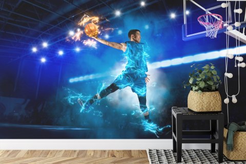 Fototapeta Płonący Koszykarz Vinyl Gładki 152.5x104 FT-3153-VGL