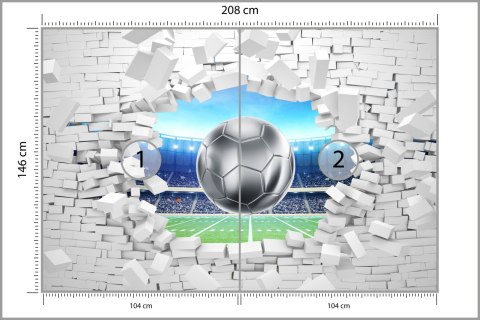 Fototapeta 3D Cegła, Piłka Nożna Flizelina 208x146 FT-1941-VEXL