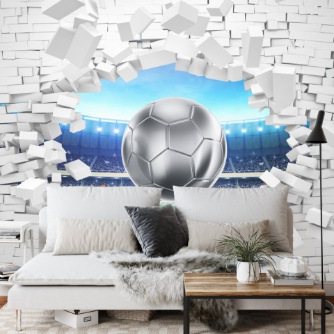 Fototapeta 3D Cegła, Piłka Nożna Vinyl Gładki 152.5x104 FT-1941-VGL