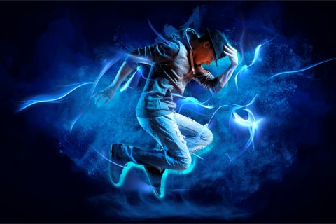 Fototapeta Tancerz Podczas Występu Z Efektami Specjalnymi Flizelina 208x146 FT-3830-VEXL