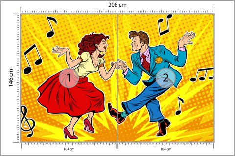 Fototapeta Taneczna Para W Stylu Pop-Art Flizelina 208x146 FT-3820-VEXL