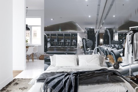 Fototapeta Wyposażenie Nowoczesnej Siłowni Vinyl Gładki 152.5x104 FT-3965-VGL