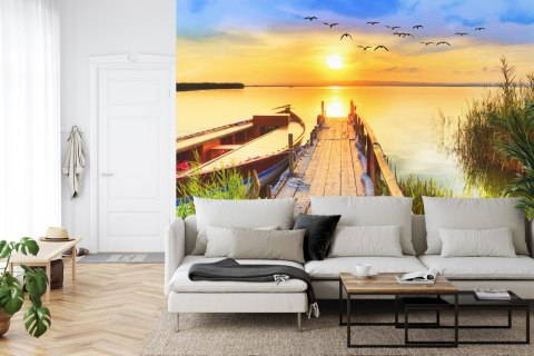 Fototapeta Pejzaż Z Jeziorem O Zachodzie Słońca Flizelina 208x146 FT-3890-VEXL