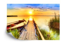 Fototapeta Pejzaż Z Jeziorem O Zachodzie Słońca Vinyl Gładki 152.5x104 FT-3890-VGL