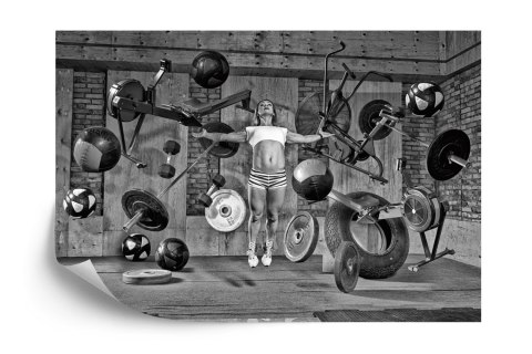 Fototapeta Kobieta Lewitująca Między Sprzętem Sportowym Flizelina 208x146 FT-3952-VEXL