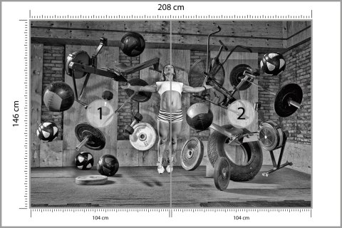 Fototapeta Kobieta Lewitująca Między Sprzętem Sportowym Flizelina 208x146 FT-3952-VEXL