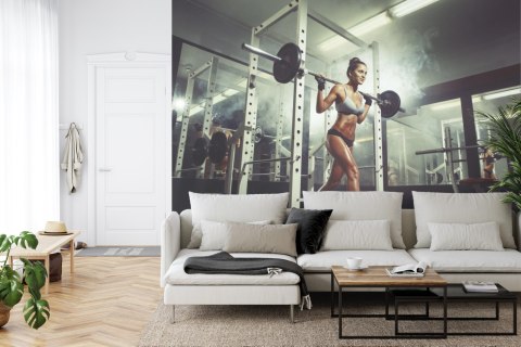 Fototapeta Kobieta Na Siłowni Podnosząca Sztangę Flizelina 208x146 FT-3938-VEXL