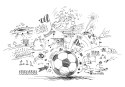 Fototapeta Piłkarskie Rysunki Flizelina 208x146 FT-3349-VEXL