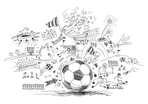 Fototapeta Piłkarskie Rysunki Vinyl Gładki 152.5x104 FT-3349-VGL