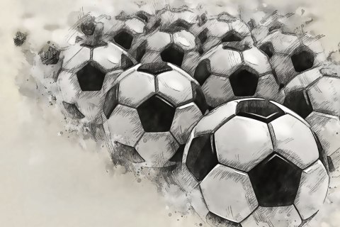 Fototapeta Piłki Nożne Rysowane Ołówkiem Flizelina 208x146 FT-3375-VEXL