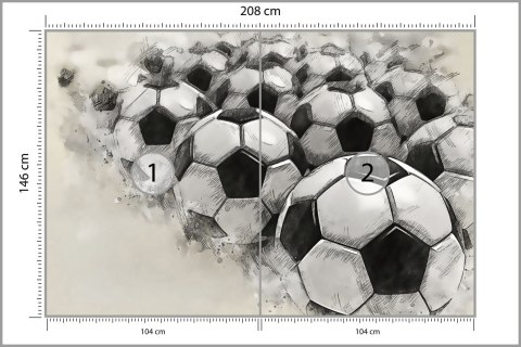 Fototapeta Piłki Nożne Rysowane Ołówkiem Flizelina 208x146 FT-3375-VEXL
