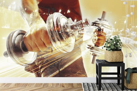 Fototapeta Kolaż Ze Sportowcem I Miastem Nocą Flizelina 208x146 FT-3958-VEXL