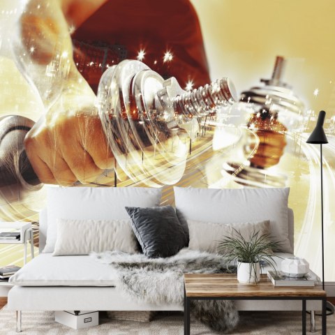 Fototapeta Kolaż Ze Sportowcem I Miastem Nocą Vinyl Gładki 152.5x104 FT-3958-VGL