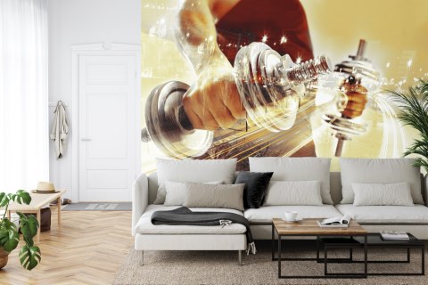 Fototapeta Kolaż Ze Sportowcem I Miastem Nocą Vinyl Gładki 152.5x104 FT-3958-VGL