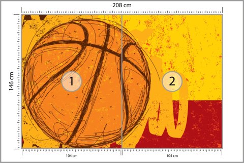 Fototapeta Piłka Koszykowa W Stylu Graffiti Flizelina 208x146 FT-3159-VEXL