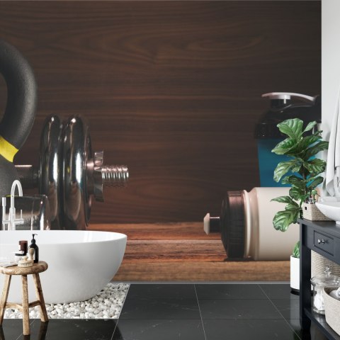 Fototapeta Sprzęt Sportowy Na Tle Desek Flizelina 208x146 FT-3955-VEXL