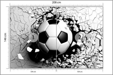 Fototapeta Piłka Nożna - Efekt 3D Flizelina 208x146 FT-1009-VEXL