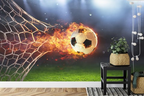 Fototapeta Piłka Nożna W Płomieniach Vinyl Gładki 152.5x104 FT-1013-VGL