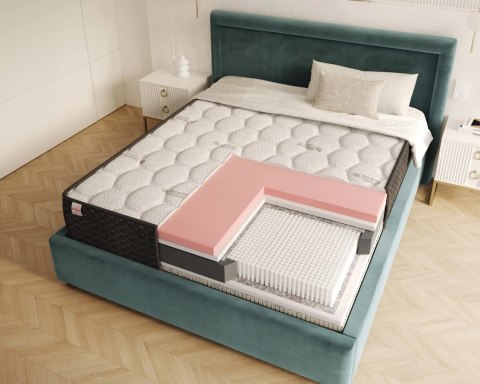 Materac micropocketowy TASSO lateks ocean blue gel, visco - 80 x 200 - H4 twardy - 24 cm