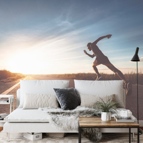 Fototapeta Biegnący Sportowiec Na Drodze 3D Vinyl Gładki 152.5x104 FT-3658-VGL