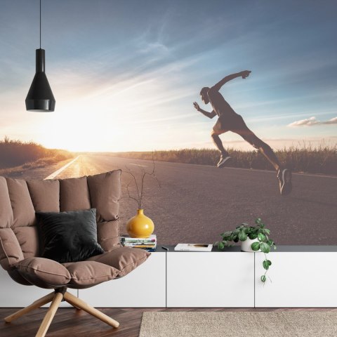 Fototapeta Biegnący Sportowiec Na Drodze 3D Vinyl Gładki 152.5x104 FT-3658-VGL