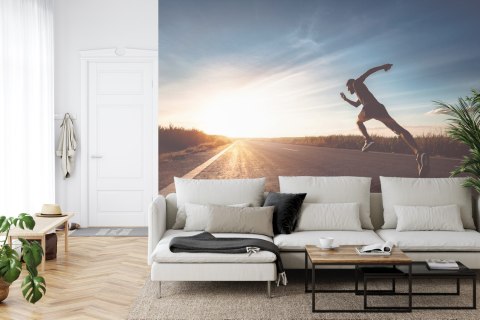 Fototapeta Biegnący Sportowiec Na Drodze 3D Vinyl Gładki 152.5x104 FT-3658-VGL