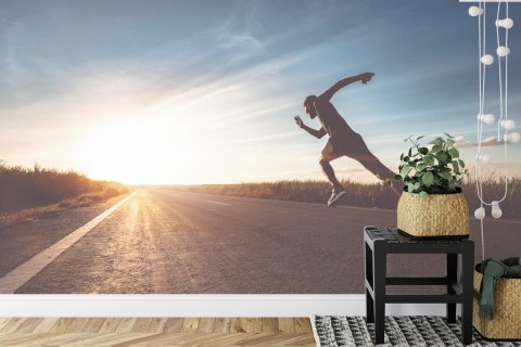 Fototapeta Biegnący Sportowiec Na Drodze 3D Vinyl Gładki 152.5x104 FT-3658-VGL