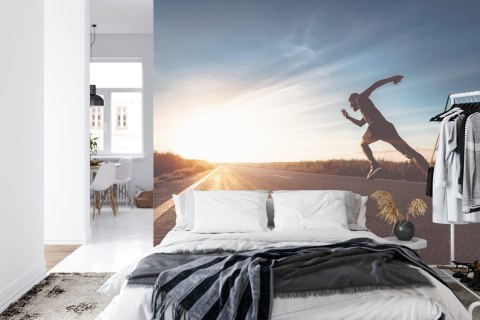 Fototapeta Biegnący Sportowiec Na Drodze 3D Vinyl Gładki 152.5x104 FT-3658-VGL