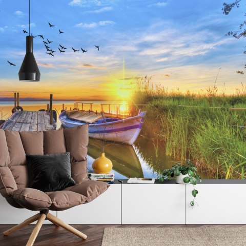 Fototapeta Łódka Przy Pomoście Vinyl Gładki 152.5x104 FT-4134-VGL