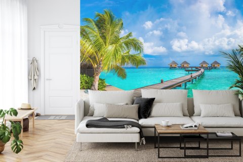 Fototapeta Tropikalne Domki Na Malediwach Vinyl Gładki 152.5x104 FT-4129-VGL