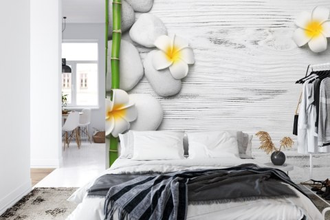 Fototapeta Bambusy Z Kwiatami I Kamieniami Flizelina 208x146 FT-2490-VEXL