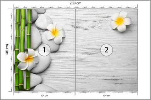 Fototapeta Bambusy Z Kwiatami I Kamieniami Flizelina 208x146 FT-2490-VEXL