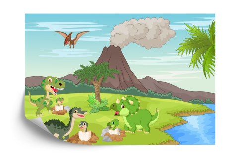 Fototapeta Dinozaury I Wulkan Flizelina 208x146 FT-2278-VEXL