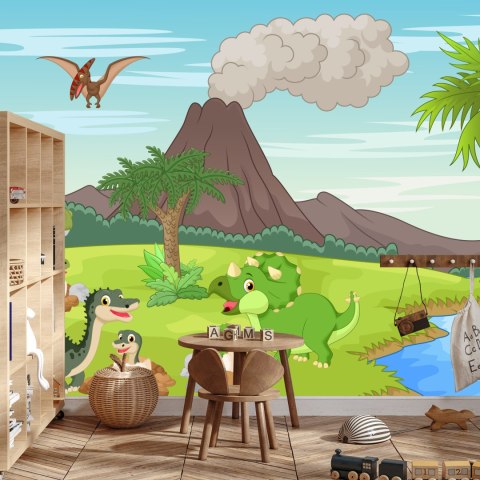 Fototapeta Dinozaury I Wulkan Flizelina 208x146 FT-2278-VEXL