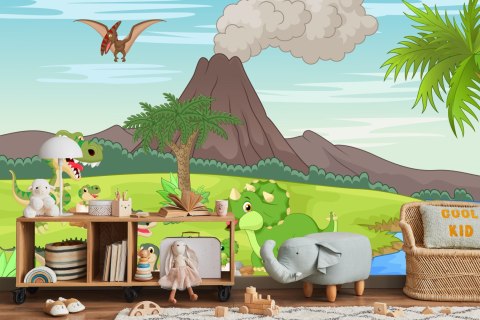 Fototapeta Dinozaury I Wulkan Vinyl Gładki 152.5x104 FT-2278-VGL