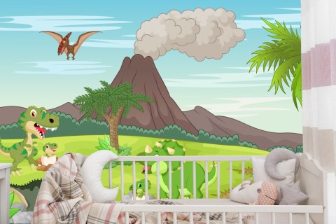 Fototapeta Dinozaury I Wulkan Vinyl Gładki 152.5x104 FT-2278-VGL