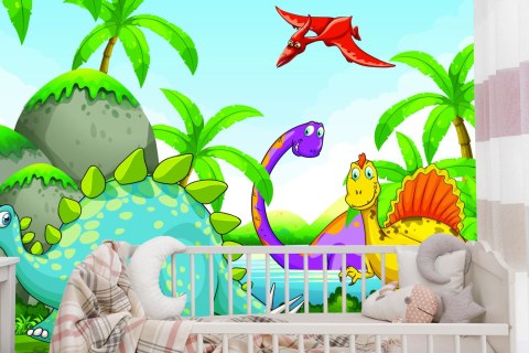 Fototapeta Dinozaury Zieleń I Palmy Flizelina 208x146 FT-2281-VEXL