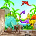 Fototapeta Dinozaury Zieleń I Palmy Vinyl Gładki 152.5x104 FT-2281-VGL