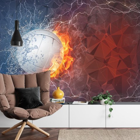 Fototapeta Piłka Siatkowa Między Wodą I Ogniem Vinyl Gładki 152.5x104 FT-3173-VGL