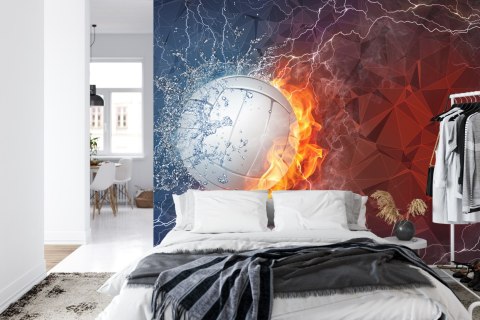 Fototapeta Piłka Siatkowa Między Wodą I Ogniem Vinyl Gładki 152.5x104 FT-3173-VGL