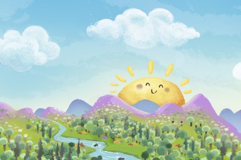 Fototapeta Dla Dzieci - Słoneczny Krajobraz Flizelina 208x146 FT-1126-VEXL