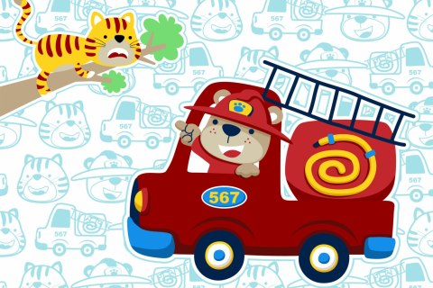 Fototapeta Miś Strażak Flizelina 208x146 FT-4009-VEXL