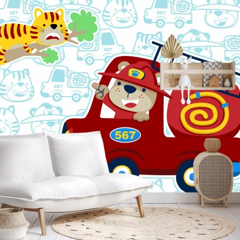 Fototapeta Miś Strażak Flizelina 208x146 FT-4009-VEXL